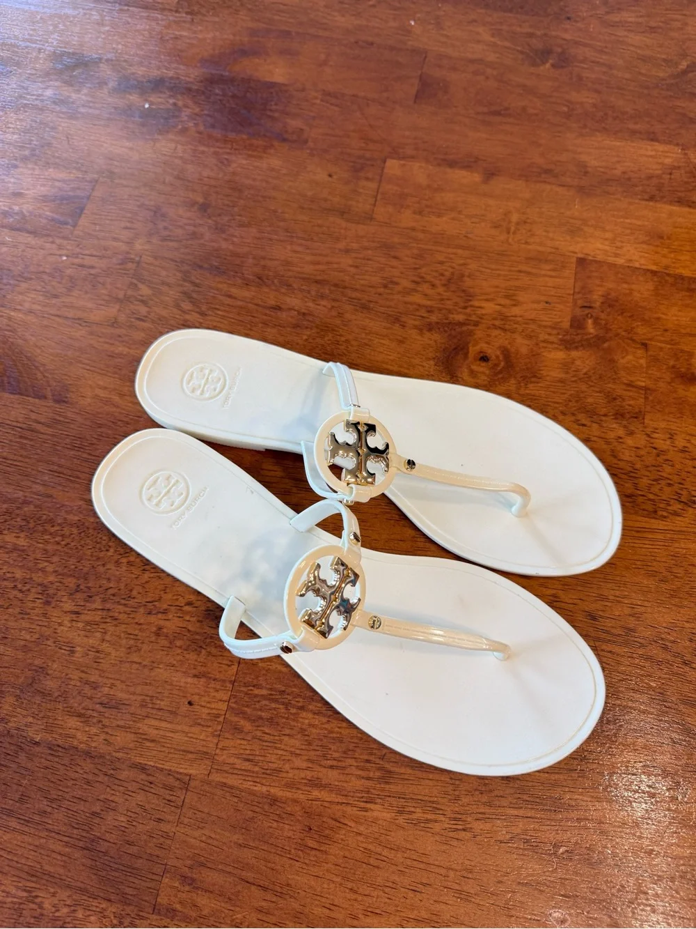 Tory Burch Ivory White Mini Miller Jelly Thong Sandals Sz 12